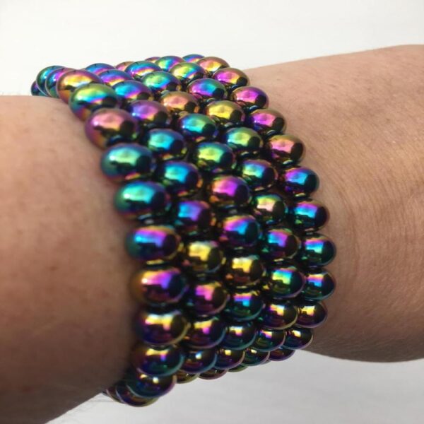 Colourful Hematite 6mm Round Beads Stretchy Bracelet