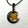 Tigers Eye Star & Moon Pendant Cord Necklace