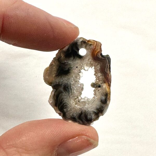 Agate Druzy Slice Approx 2 - 3.5cm Top Drilled with 2mm Drill Hole 2pcs
