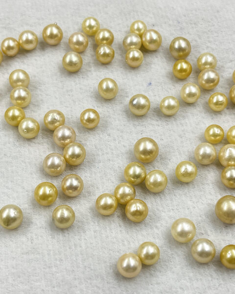 Golden South Sea Cultured Near Round Pearl Approx 6.5 - 8mm 1pc