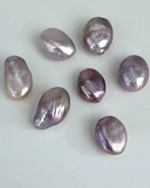 Freshwater Cultured Pastel Metallic Mixed Coloured Organic Oval Pearl Approx 15 x 10mm Half Drilled 1pc