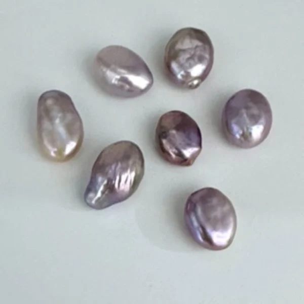 Freshwater Cultured Pastel Metallic Mixed Coloured Organic Oval Pearl Approx 15 x 10mm Half Drilled 1pc