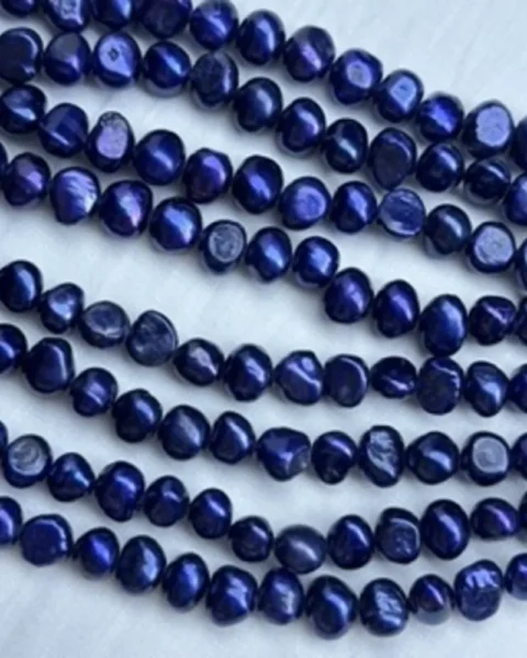 Freshwater Cultured Blue (dyed) Nugget Pearls Approx 7mm 36cm String