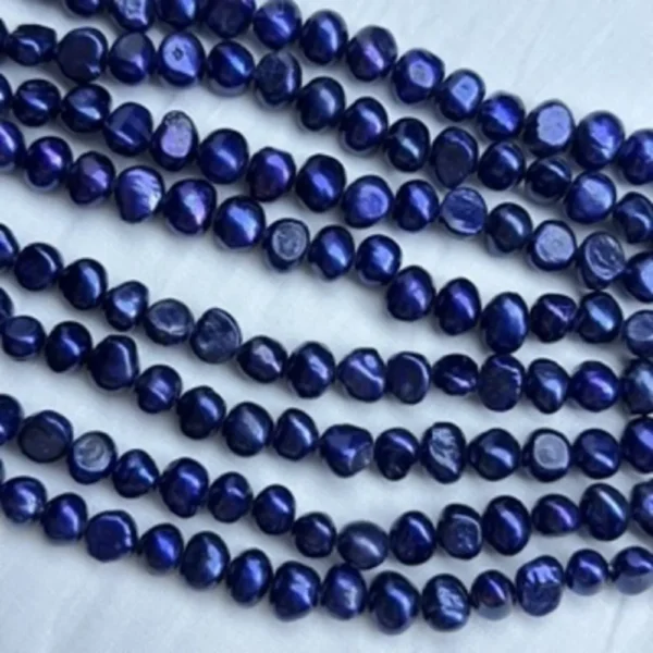 Freshwater Cultured Blue (dyed) Nugget Pearls Approx 7mm 36cm String