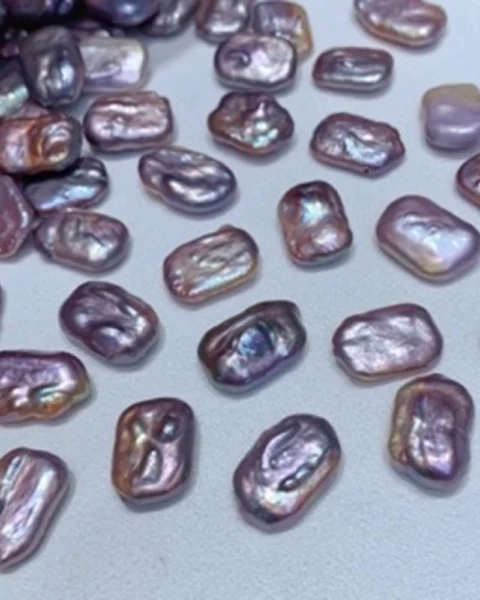 Freshwater Cultured Purple & Pink Metallic Flat Rectangle Pearls Approx 18 x 10mm Through Drilled 5pcs