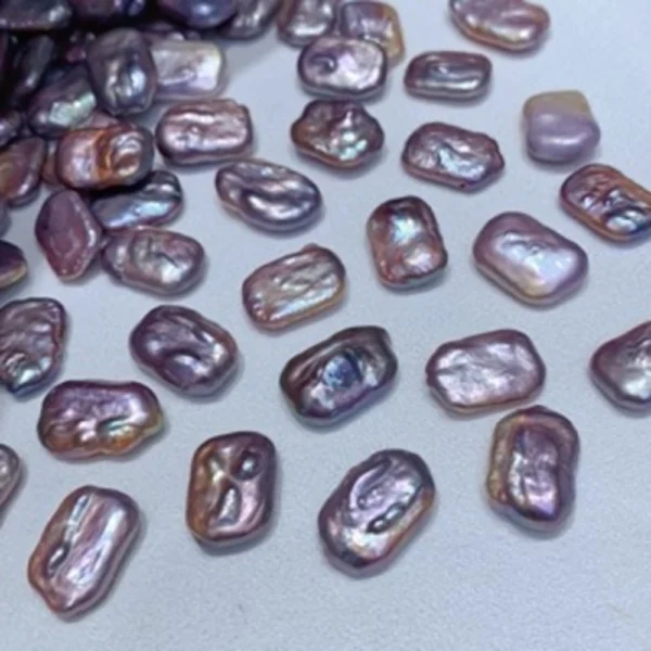 Freshwater Cultured Purple & Pink Metallic Flat Rectangle Pearls Approx 18 x 10mm Through Drilled 5pcs