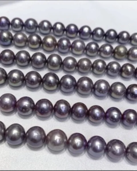 Freshwater Cultured Metallic Purple Edison Style Near Round Pearls Approx 9mm 3pc pack