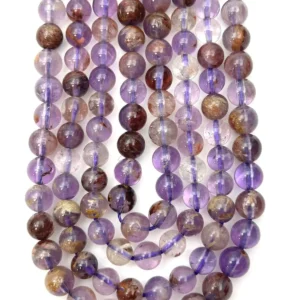 6mm Amethyst Phantom Quartz Beads - Smooth Round Gemstone Strand (38cm)
