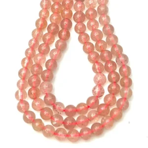 Strawberry Quartz Smooth Rounds 4mm 38cm Strand