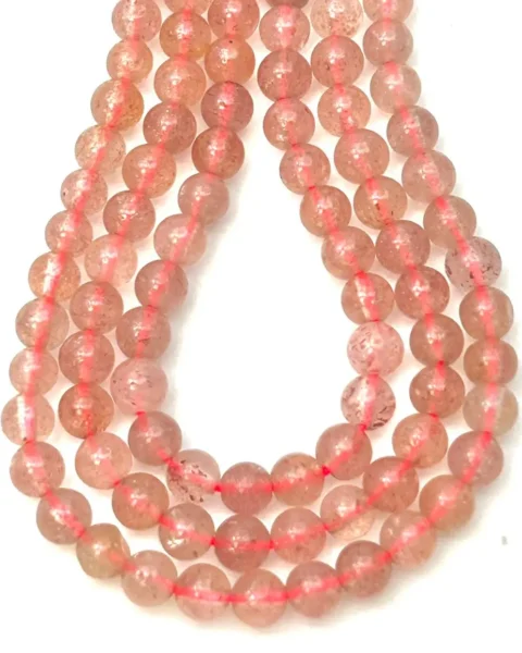 Strawberry Quartz Smooth Rounds 4mm 38cm Strand