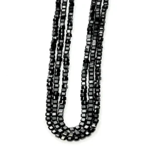 2mm Black Spinel Beads - Cube Gemstone Strand (38cm)
