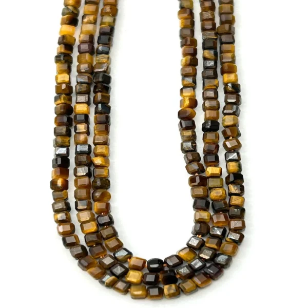Tigers Eye Cubes Approx 2mm 38cm Strand