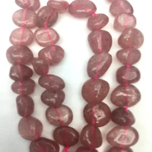 8 x6mm Strawberry Quartz Beads - Nugget Gemstone Strand (38cm)