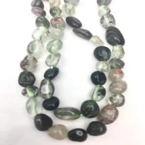 5 - 7mm Green Phantom Quartz Beads - Nugget Gemstone Strand (38cm)