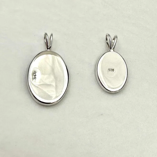Sterling Silver Oval Bezel Setting Pendant Blank with Loop 2 Piece Pack Approx 14 x 10mm & 18 x 13mm - Image 3