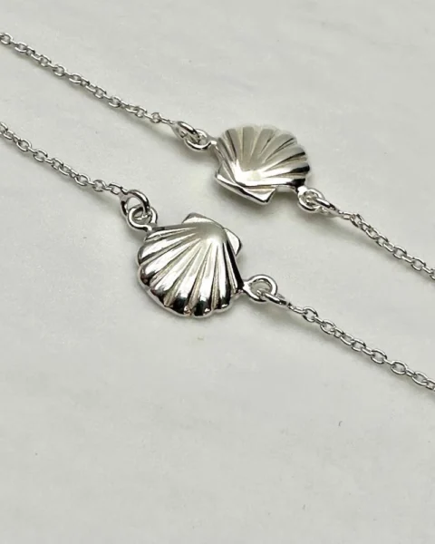 Sterling Silver Shell Link Anklet 9 inch Chain with 1 inch Extender