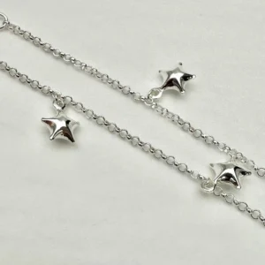 Sterling Silver Ammonite Link Anklet 9 inch Chain with 1 inch Extender