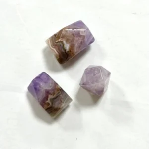 20mm (approx) Lace Amethyst Beads - Faceted Barrel ( slightly off centre drill holes)  3pc Pack