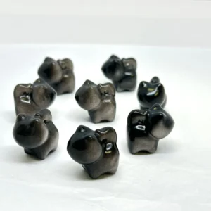 Obsidian Carved Cat Bead Approx 23mm 1pc
