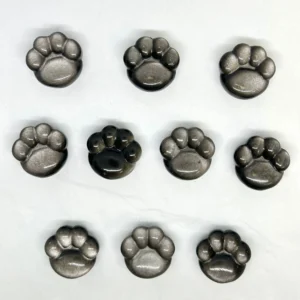 Silver Obsidian Paw Carving Bead Approx 21mm 1pc