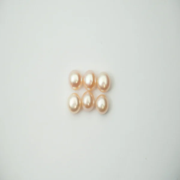 Freshwater Cultured Pink Button Pearl Approx 8 - 8.5mm Half Drilled 3 Pairs