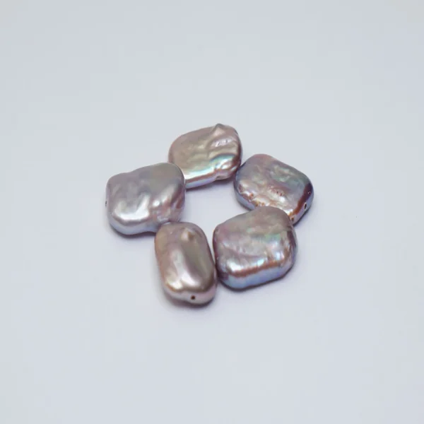 Freshwater Cultured Purple & Pink Metallic Flat Rectangle Pearls Approx 18 x 10mm Through Drilled 5pcs - Image 2