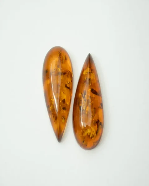 Baltic Amber Cognac Pear Shape Cabochon Approx 40 x 20mm