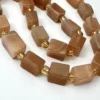 Peach Moonstone Rectangle Approx 8 x 12mm Beads with Spacers Approx 38cm Strand