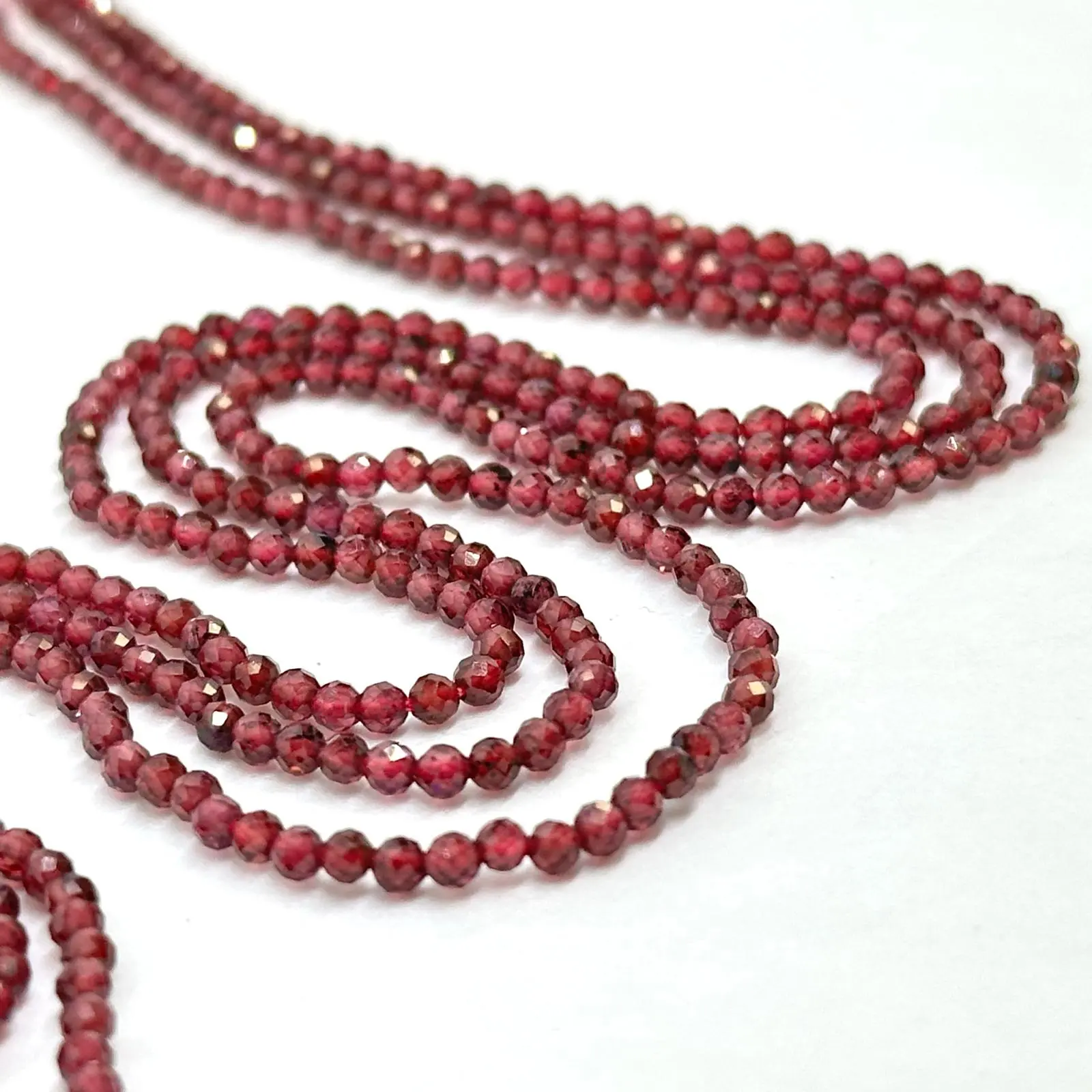 Garnet Micro Faceted Round Beads Approx 2mm 38cm Strand - Image 2