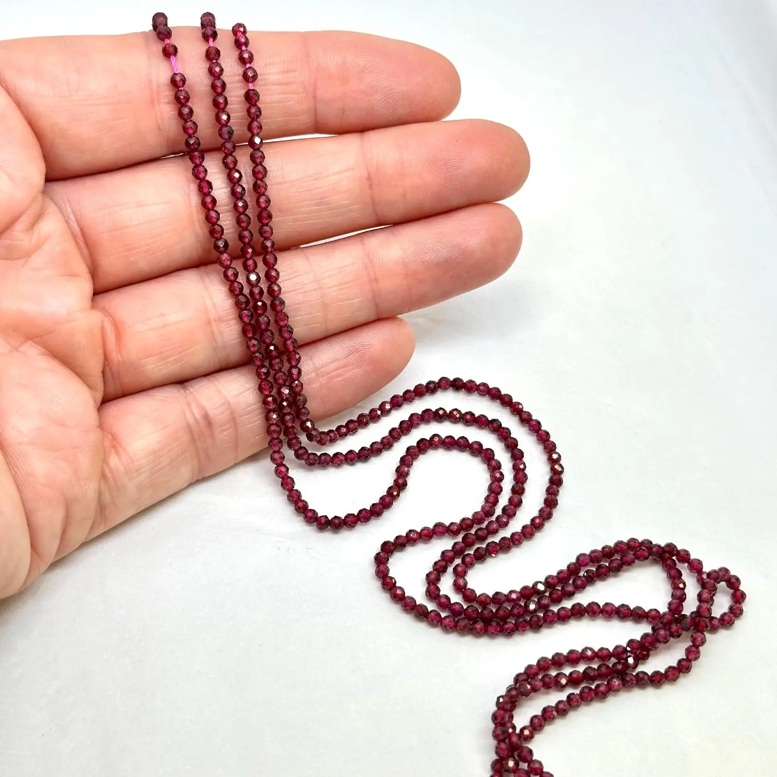 Garnet Micro Faceted Round Beads Approx 2mm 38cm Strand - Image 3