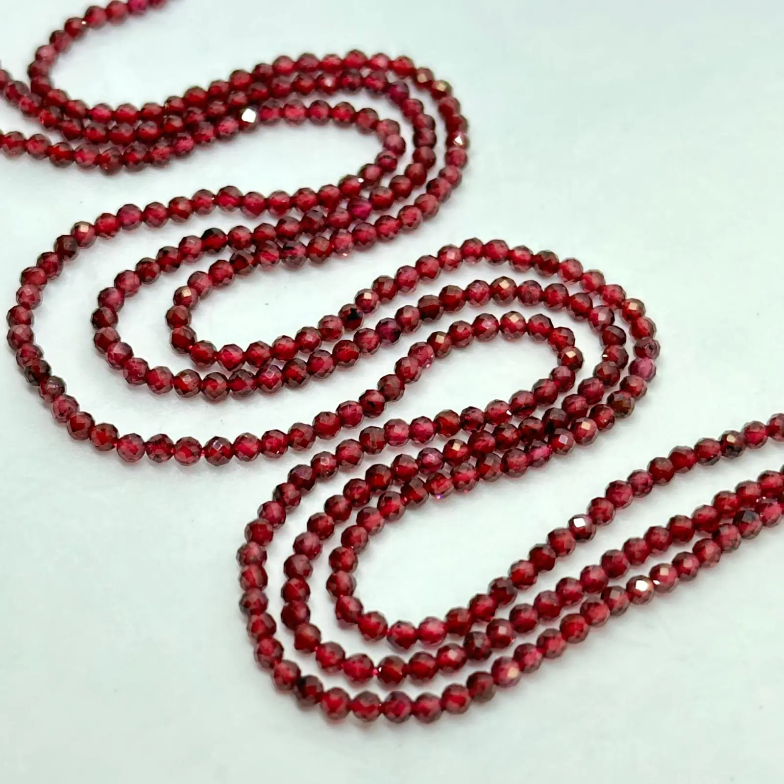 Garnet Micro Faceted Round Beads Approx 2mm 38cm Strand - Image 4