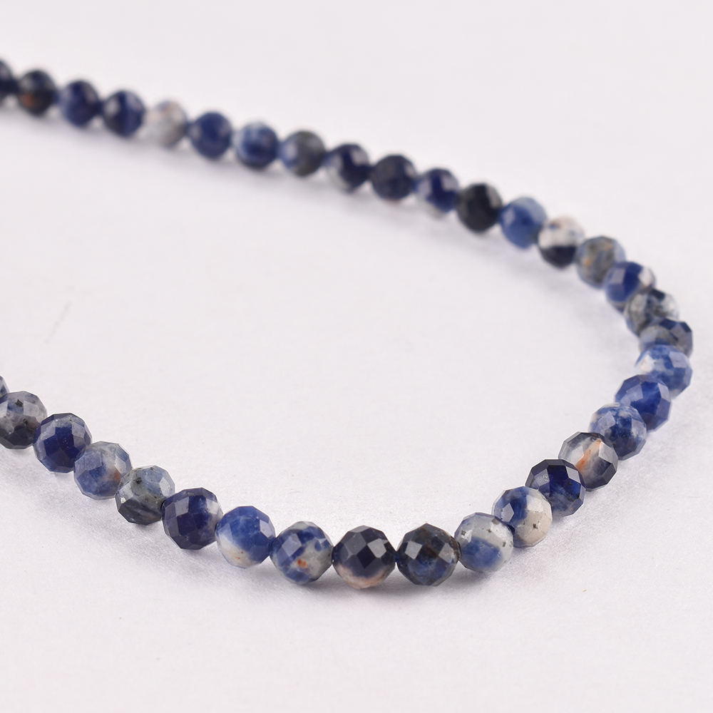 4mm Sodalite Dark Beads - Faceted Round Gemstone Strand (38cm)
