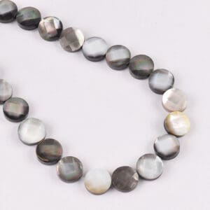 12 x 12mm Abalone Shell Silver (constructed) Beads - Coin Shape Gemstone Strand (38cm)