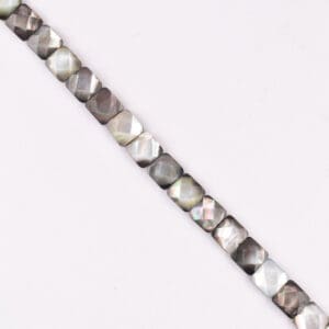 12 x 12mm Abalone Shell Silver (constructed) Beads - Square Gemstone Strand (38cm)