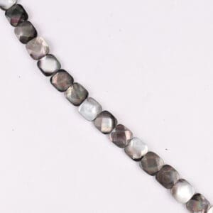 14 x 14mm Abalone Shell Silver (constructed) Beads - Square Gemstone Strand (38cm)