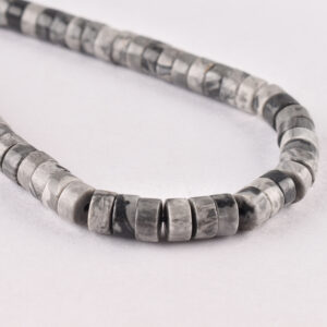 3 x 6mm Grey Jasper Beads - Tyre Shape Gemstone Strand (38cm)
