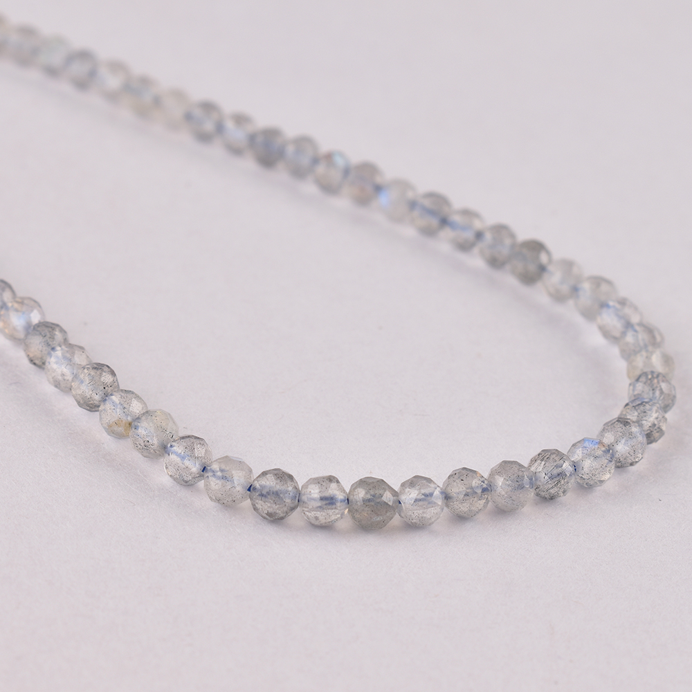 Labradorite 3mm Micro Faceted Round Beads 38cm Strand INDIA