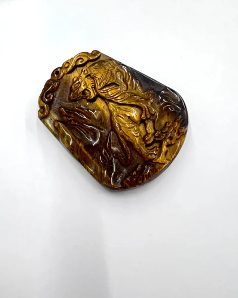 Tigers Eye Carved Tiger Pendant Top Drilled Approx 50 x 40mm 1pc CHINA