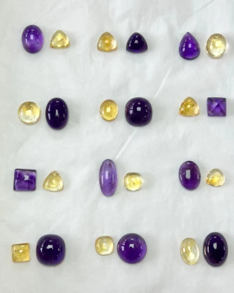 Amethyst and Citrine Mixed Shape Ring Size Cabochons 2pcs- Select Your Own