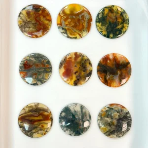 Moss Agate & Carnelian Round Cabochon With Top Drill 1pc - Select Your Own