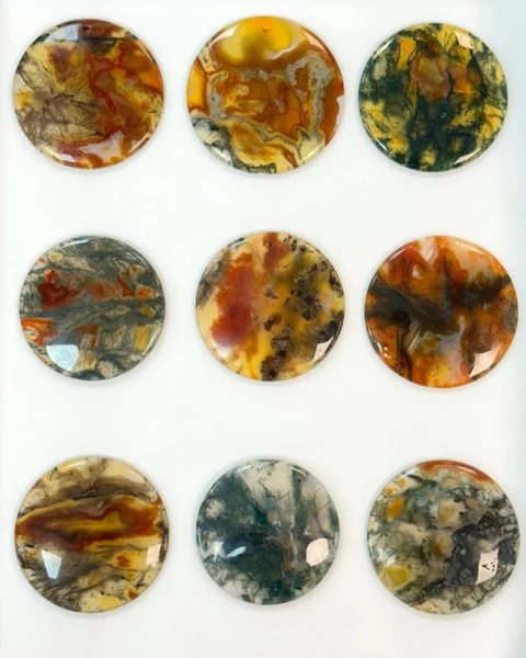 Moss Agate & Carnelian Round Cabochon With Top Drill 1pc - Select Your Own