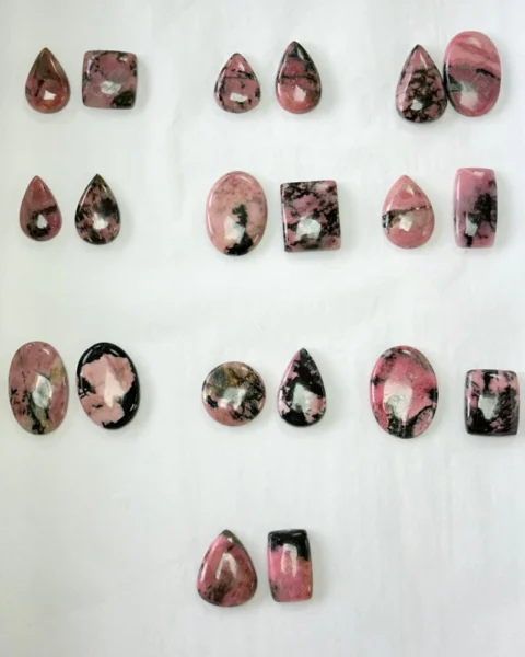 Rhodonite Mixed Shape Cabochons 2pcs - Select Your Own