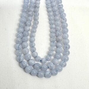 Blue Lace Agate Smooth Round Approx 4mm Beads Approx 39cm Strand