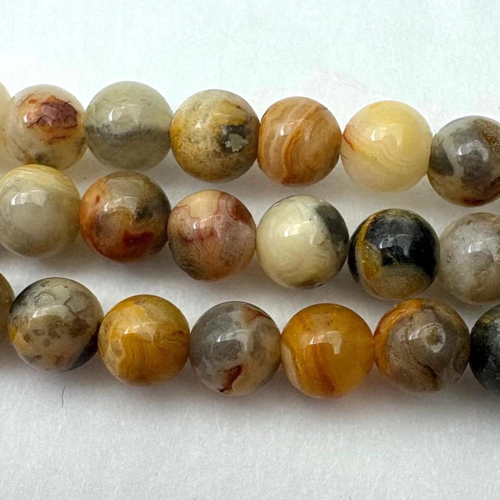 4mm Crazy Agate Beads - Smooth Round Gemstone Strand (38cm) - Image 2