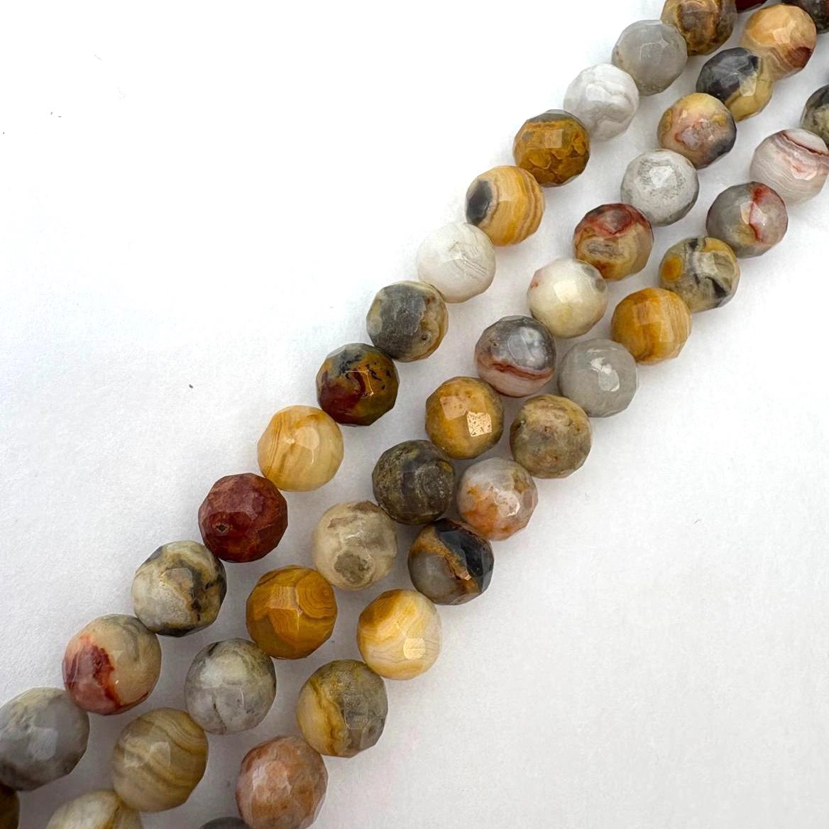 6mm Crazy Agate Beads - Faceted Round Gemstone Strand (38cm) - Image 3