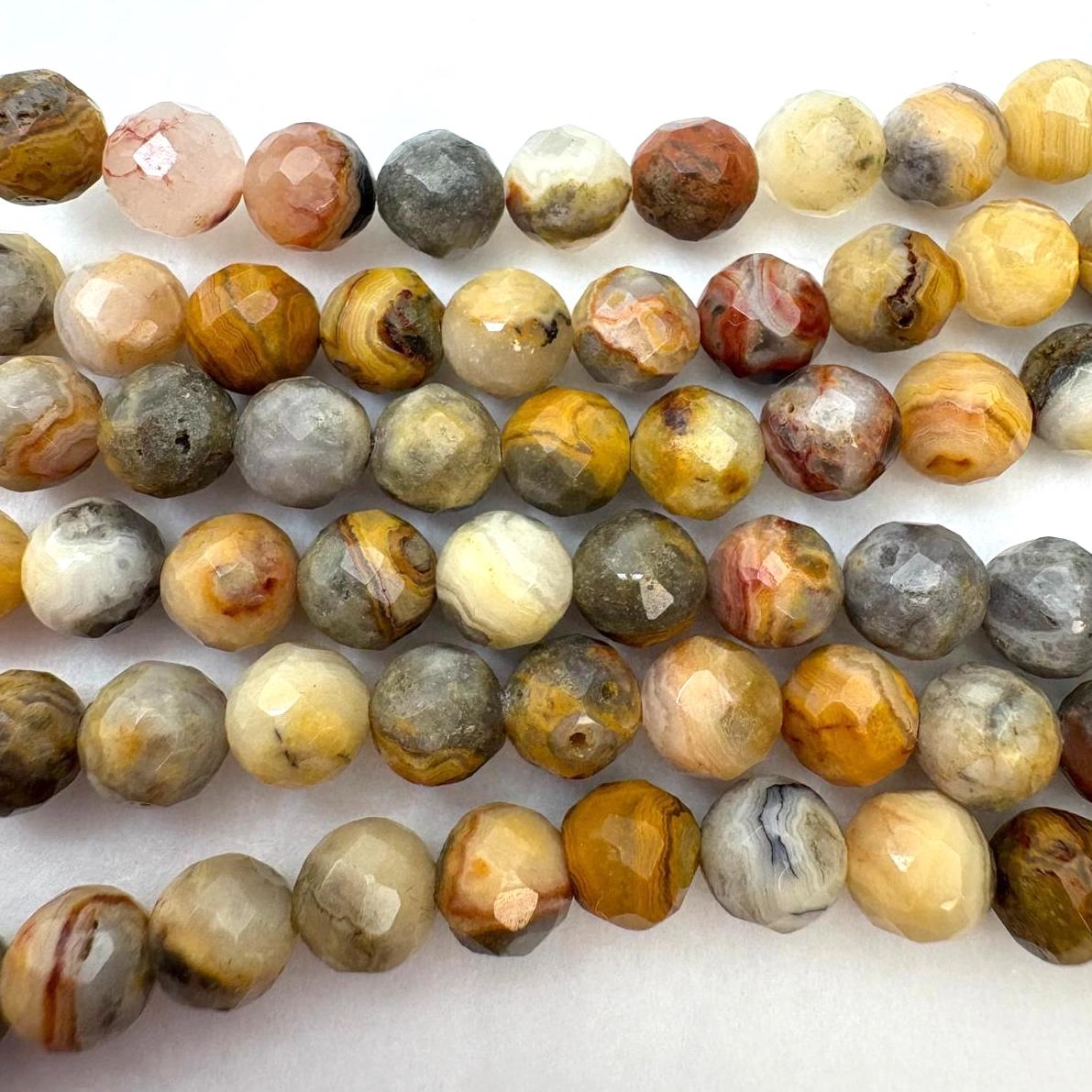 6mm Crazy Agate Beads - Faceted Round Gemstone Strand (38cm) - Image 2