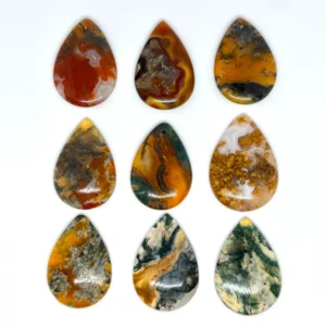 Moss Agate & Carnelian Pear Shape Top Drilled Cabochon 1pc