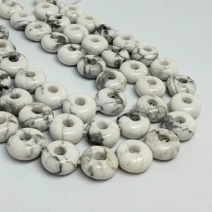 10mm Howlite Beads - Mini Donut Gemstones 20pcs Per Strand