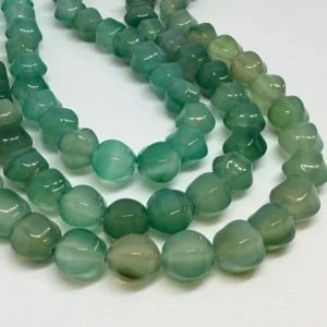 10mm Agate Green (dyed) Beads - Hexagonal Gemstone Strand (38cm)