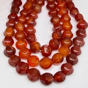 10mm Agate Red (dyed) Beads - Hexagonal Gemstone Strand (38cm)